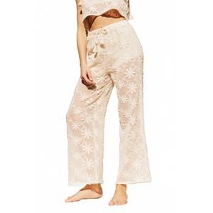 NEW ENDLESS BLU. floral mesh straight-leg pants set in natural